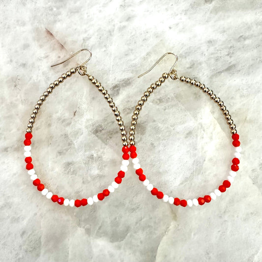 Orange And Gold Beaded Dangle Earrings